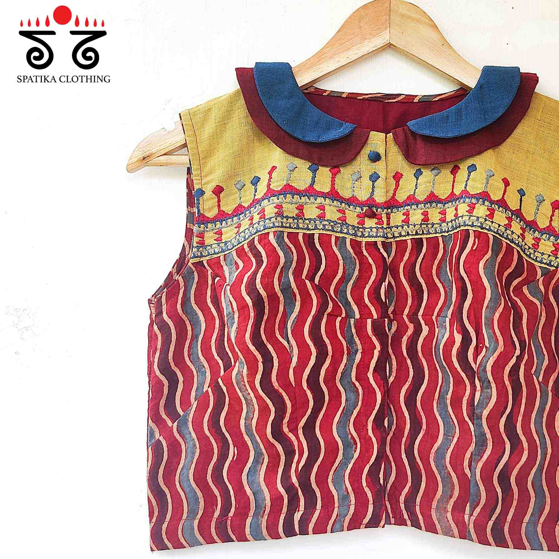 Blue & Red Peterpan Collar Blouse-New!