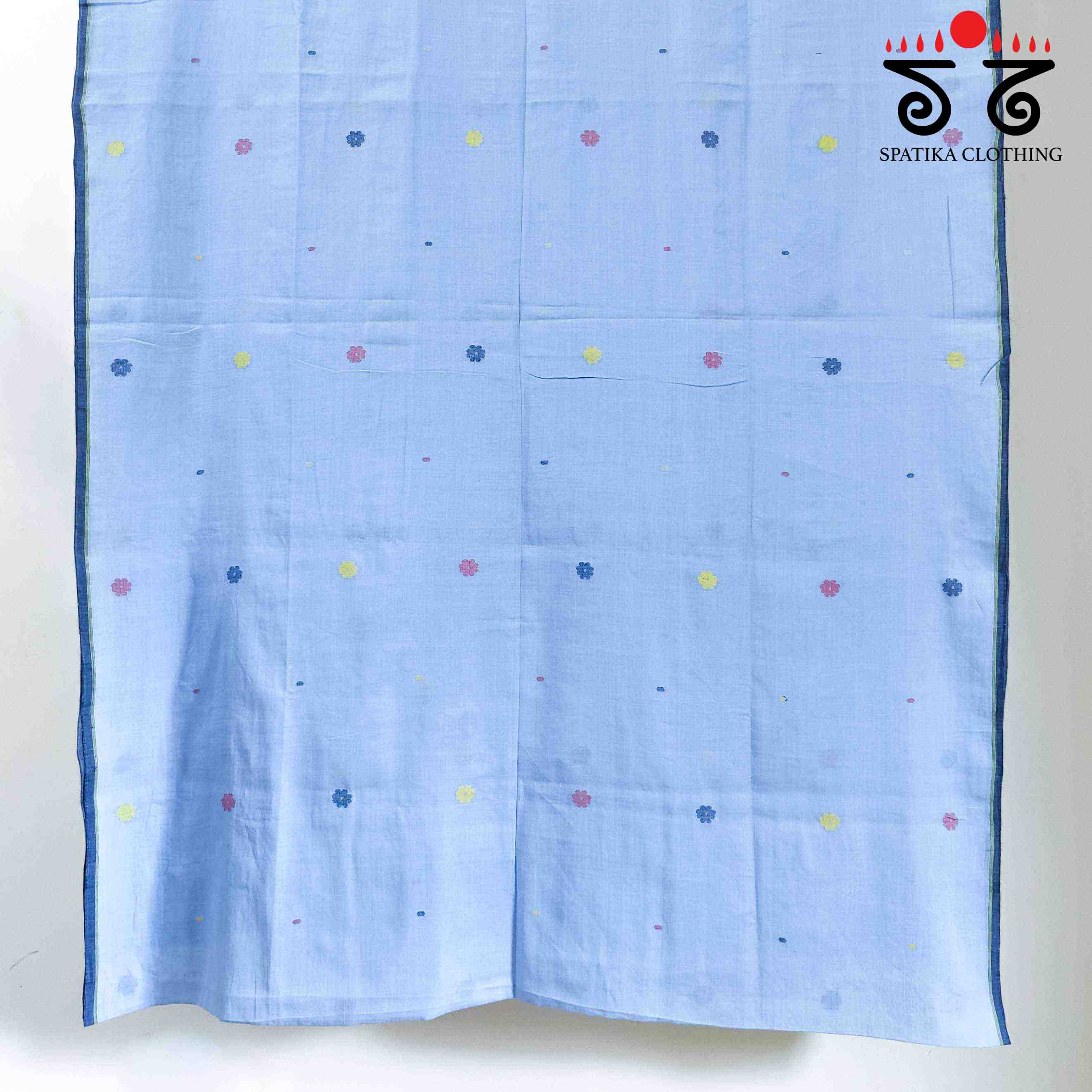 Blue Jamdhani Bengal Cotton Saree