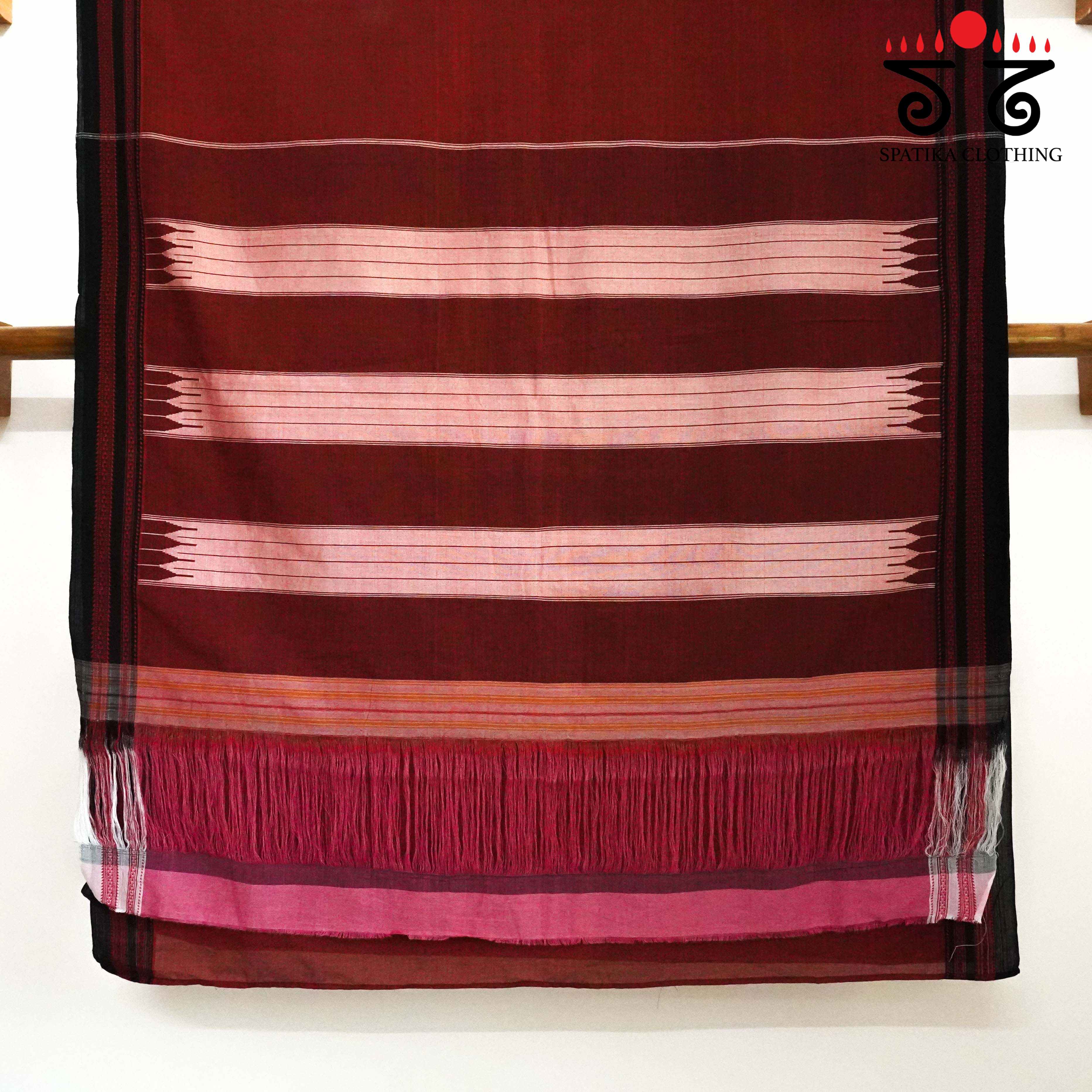 Red Ilkal Handwoven Cotton Saree - Pen Kalamkari Blouse