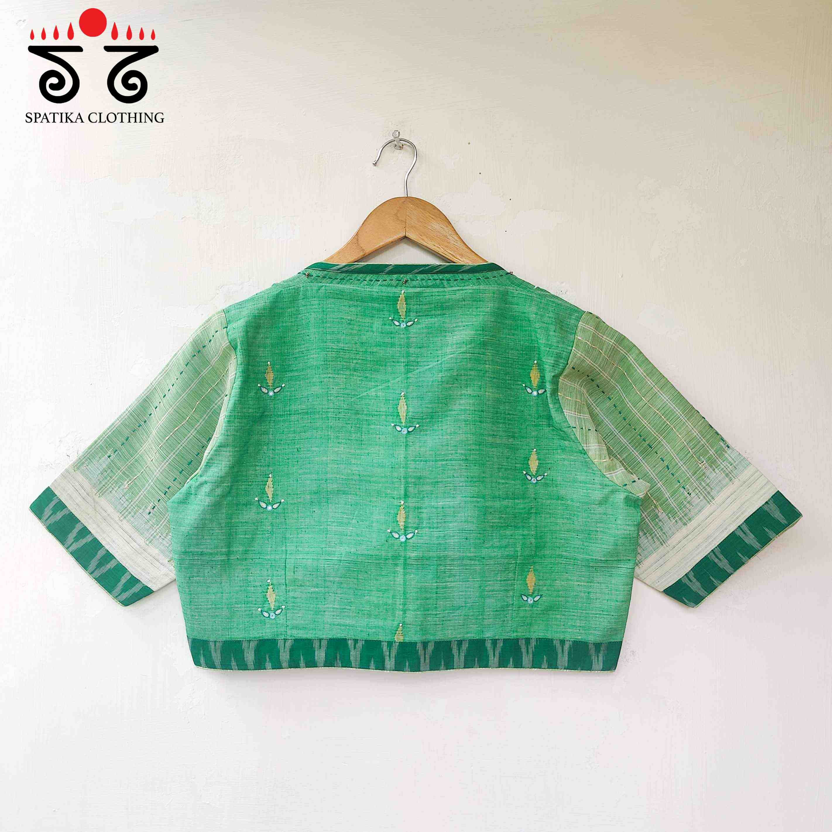 Green Ponduru Jamdhani Blouse