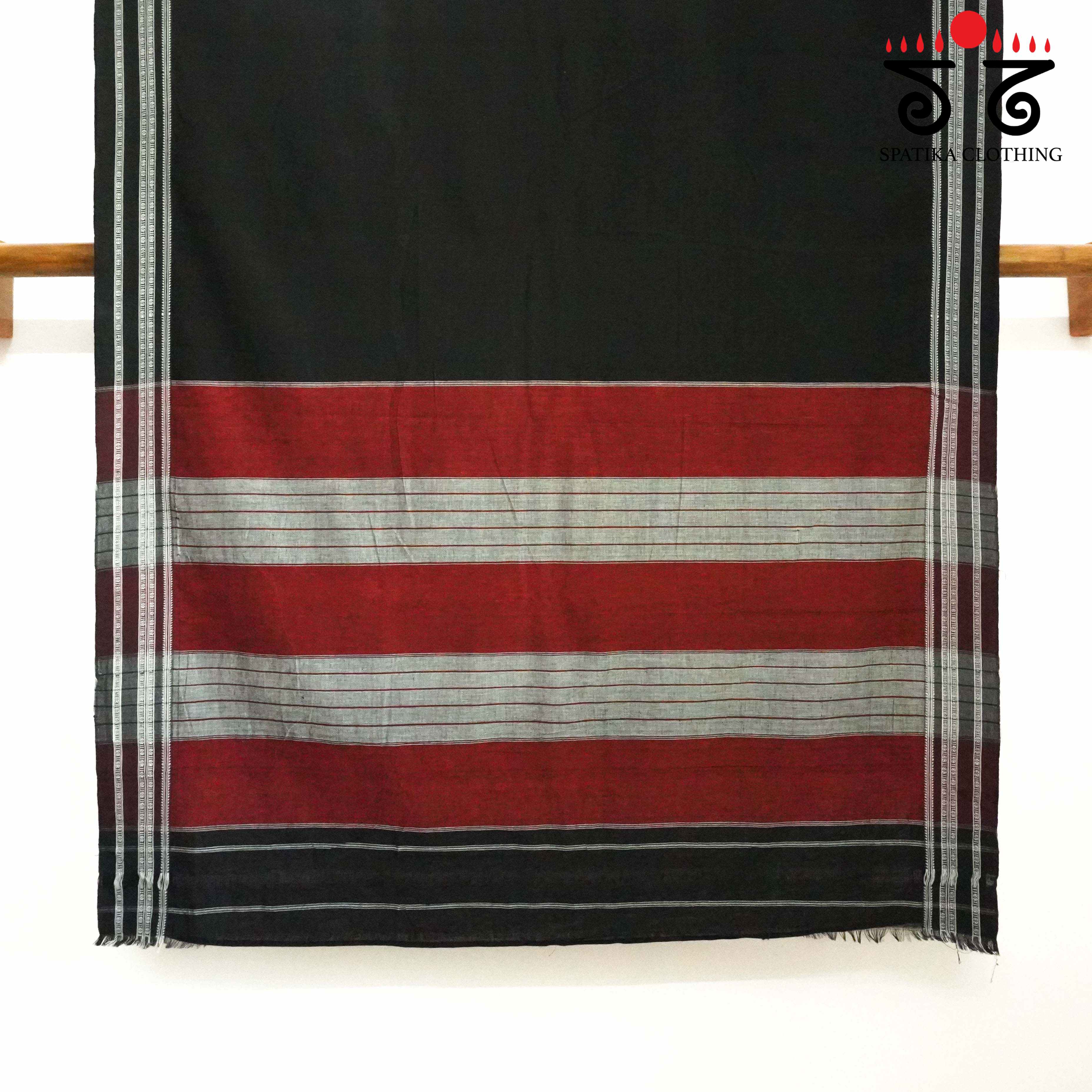 Black Ilkal Handwoven Cotton Saree