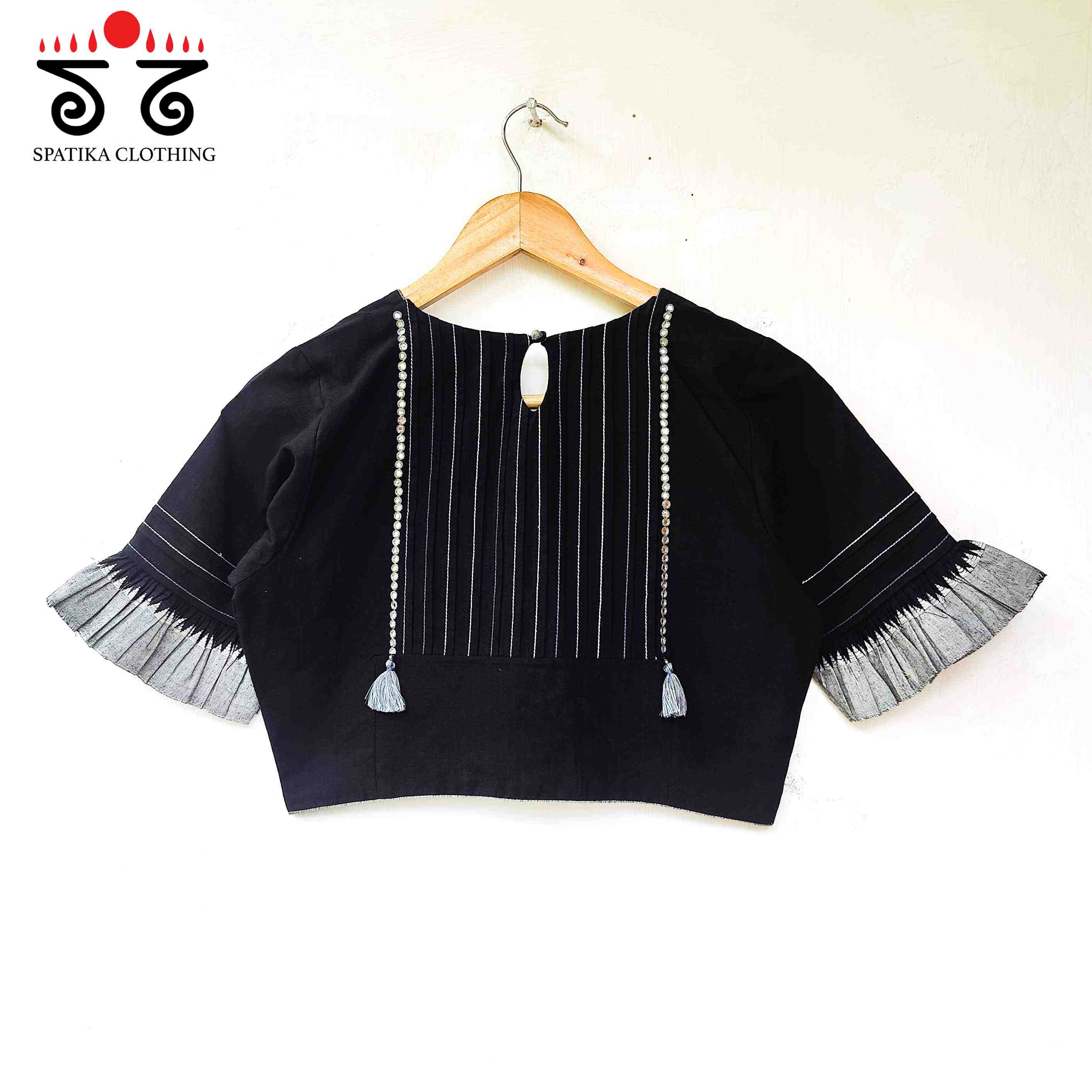 Black Frilled Mirror- Handcrafted Blouse