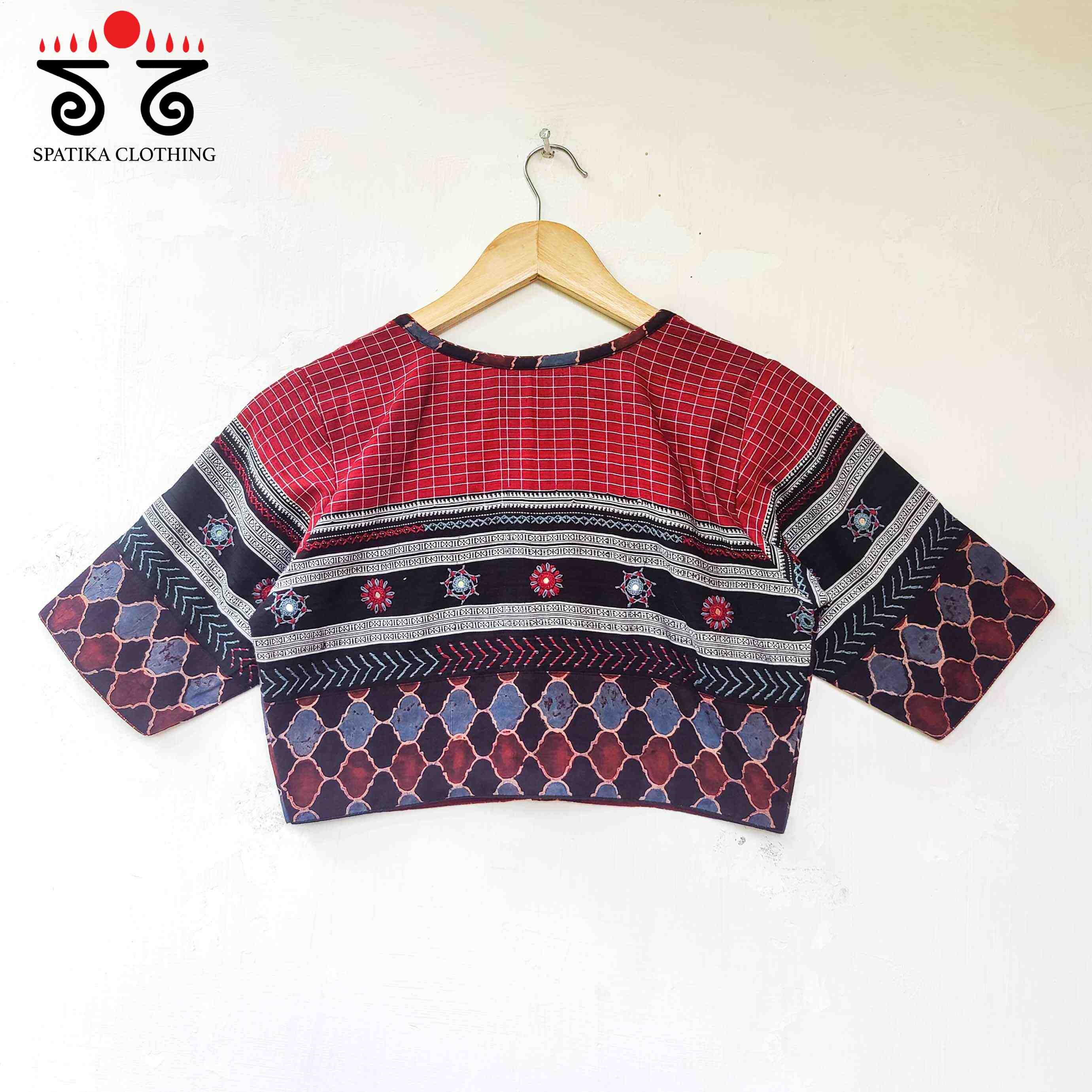 Red Ajrak Lambani-Handcrafted Blouse - New!