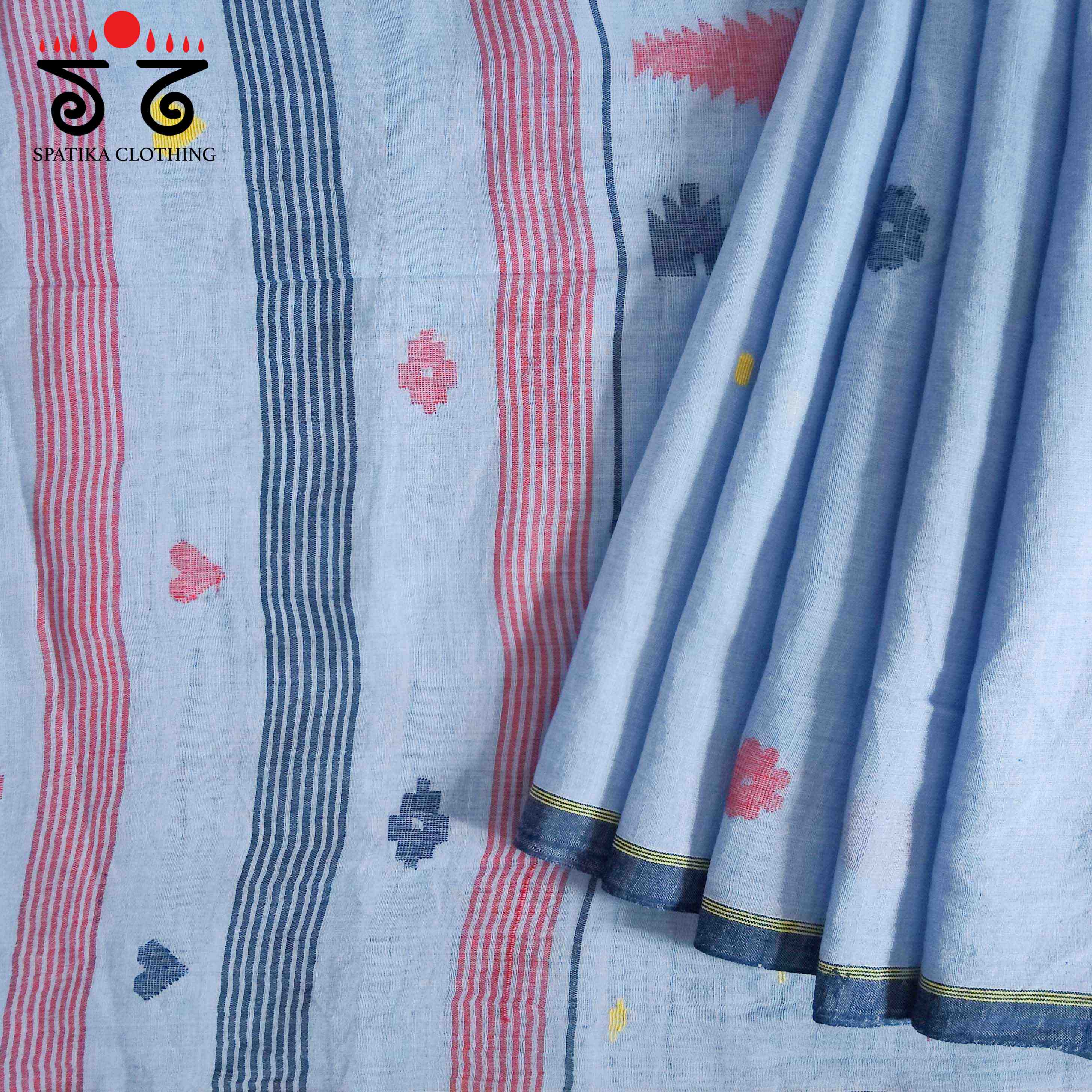 Blue Jamdhani Bengal Cotton Saree
