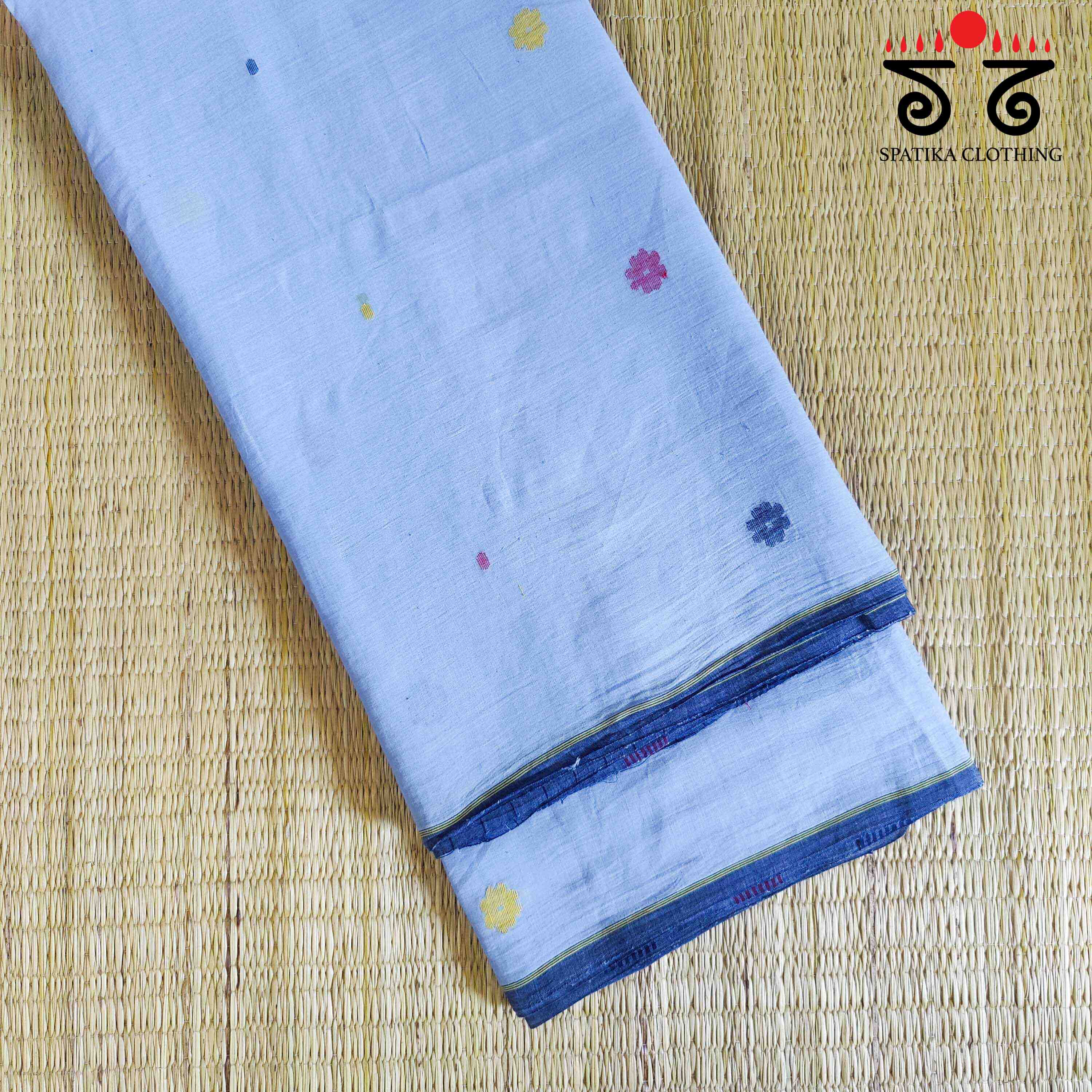 Blue Jamdhani Bengal Cotton Saree