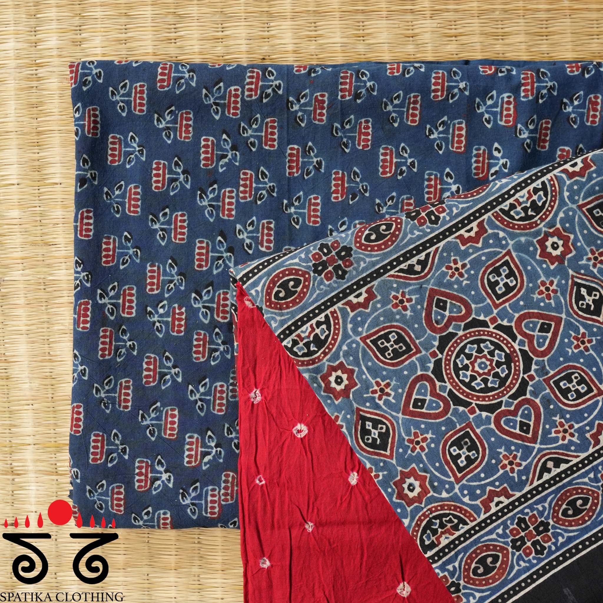 Ajrak - Bandhani Fabric Set Of 2 – Spatika Clothing