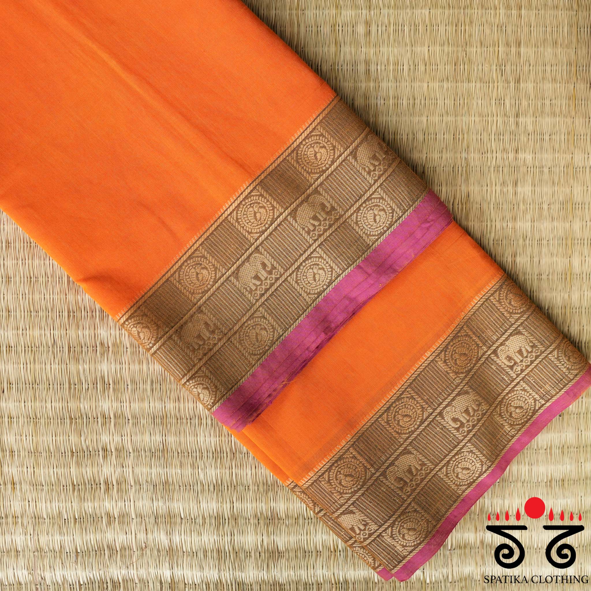 Orange Chettinad Cotton Saree