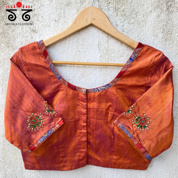 Temple Jewellery on Raw Silk Blouse