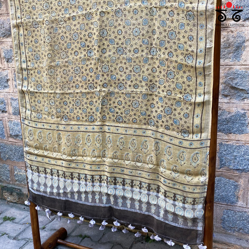 Ajrak on Linen Dupatta